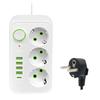 2m Extension Cord Surge-Protected Power Strip 3-Outlets Extended USB Socket  School