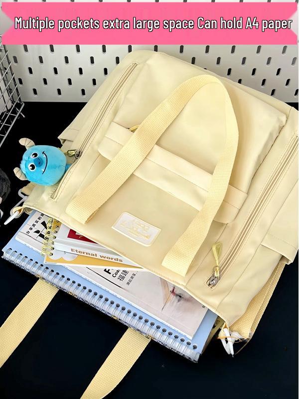 Кремовая сумка-тоут кроссбоди для поездок на работу - Большая вместимость, Универсальная, Сумка на одно плечо для студентов