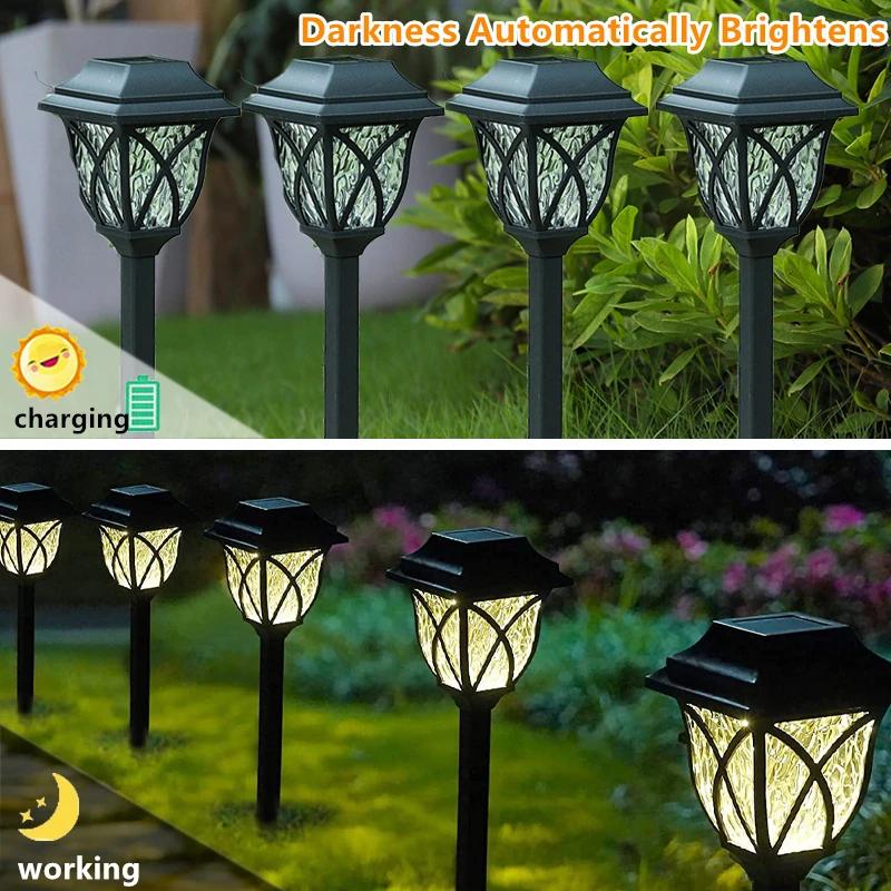 Солнечные садовые фонари LED 2 шт. Уличные ландшафтные светильники для дорожек Водонепроницаемые солнечные садовые светильники для двора, сада, дорожки, патио, подъездной дорожки