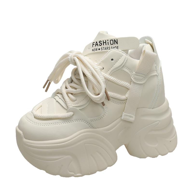 Fashion 2025 New Autumn Sports Dad Shoe High Top Chunky Casual Woman Thick Bottom Mesh Shoes 10.5cm Women Platform Sneakers Lace-up