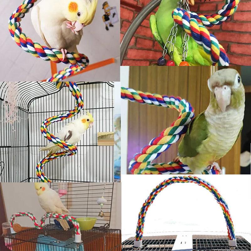 Pet Bird Standing Toys for Parrots Cockatiel Agapornis Parakeet Perch Bird Cages Accessories Bendable Swing Rope Perching Sticks
