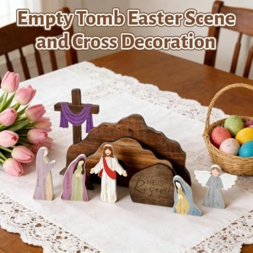 9 Pcs Handmade Craft Empty Tomb Scene Set Realistic Christian Decor  Office Decor