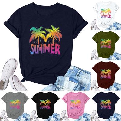 Женская модная повседневная плиссированная футболка с коротким рукавом с принтом