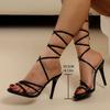 Summer Plus Size Women's Shoes Sexy Round Head Straps Stiletto Heels Cross Straps Sandals Women
