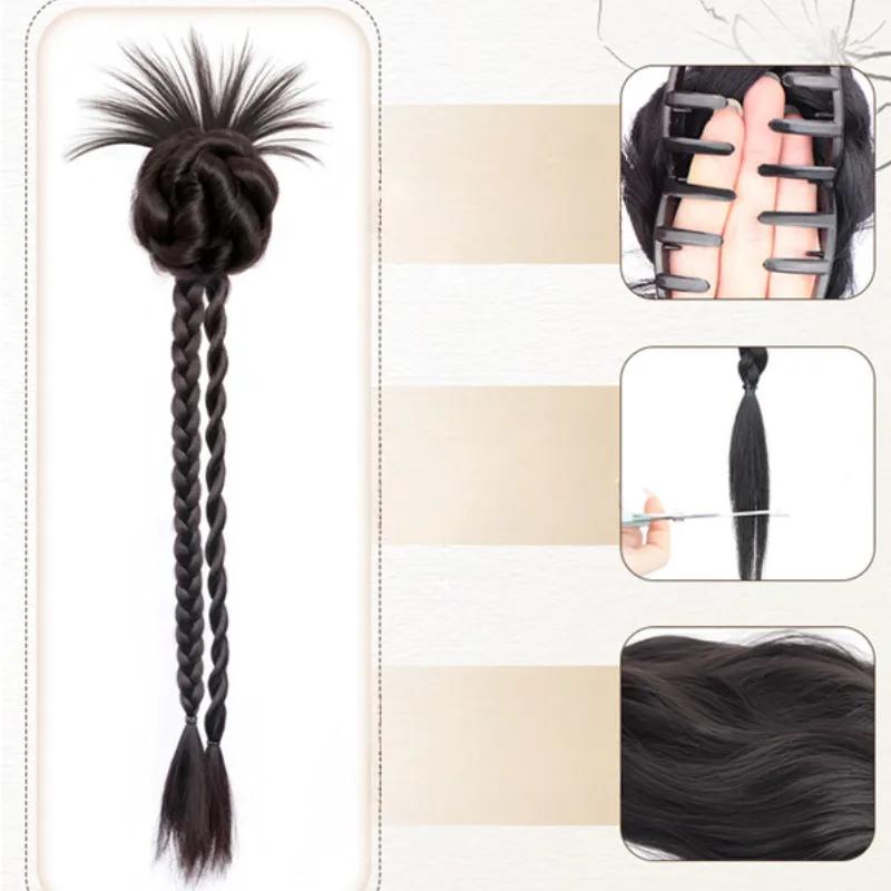 Сладкий пучок, коса, синтетический хвост, парик на заколке, 40 см, женская модная коса, повседневная прическа, головной убор