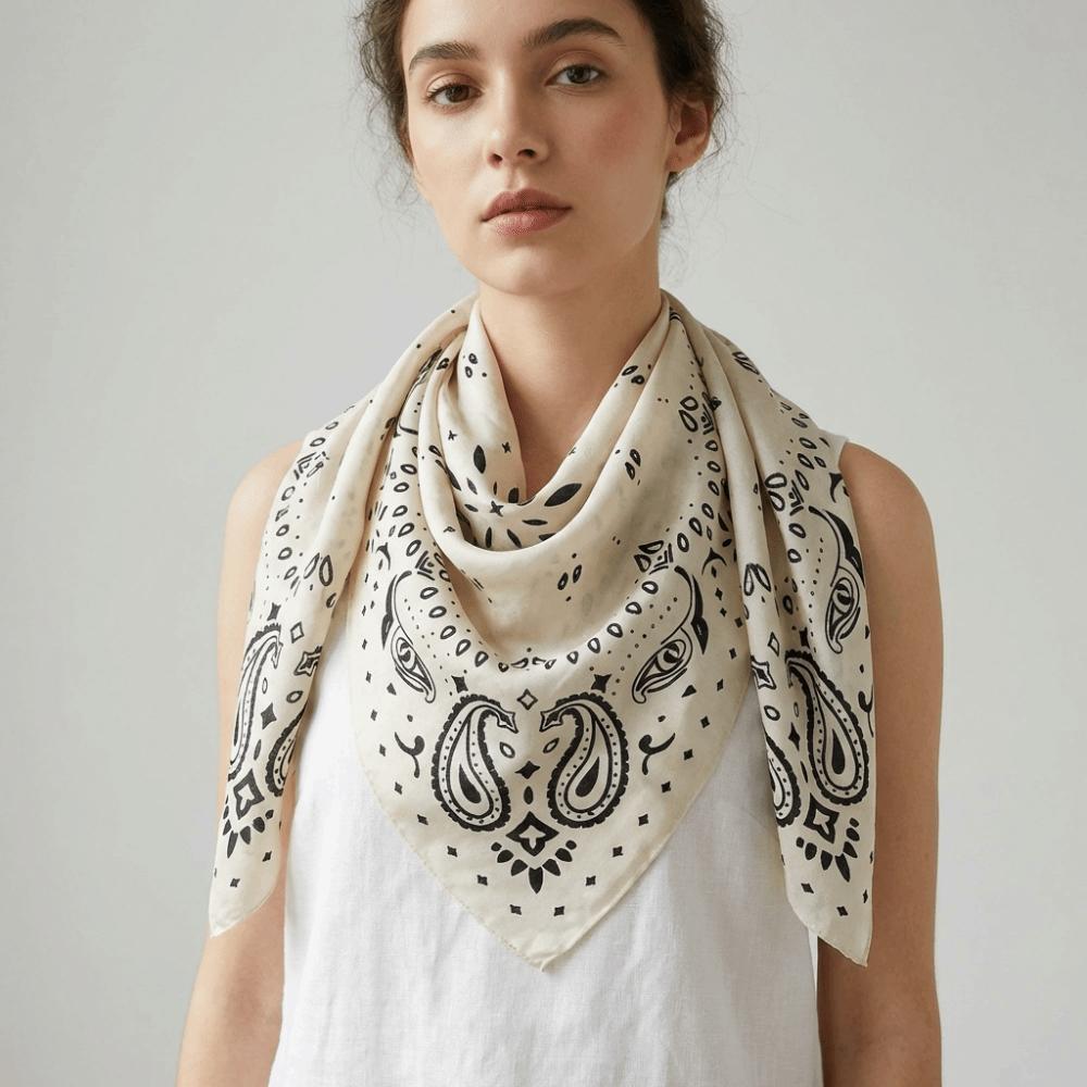 Breathable Cashew Nut Print Silk Scarf Korean Style Square Handkerchief Small Scarves Beach
