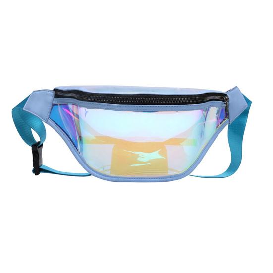 Transparent Waist Bag Waterproof Mini Fanny Pack Iridescent Belt Bag with Adjustable Strap for Women Men Travel Fitness Outdoor Use