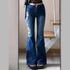 Vibe Rose Embroidered Flared Jeans Women's Spring Stretch Tight-fitting Wide-leg Pants