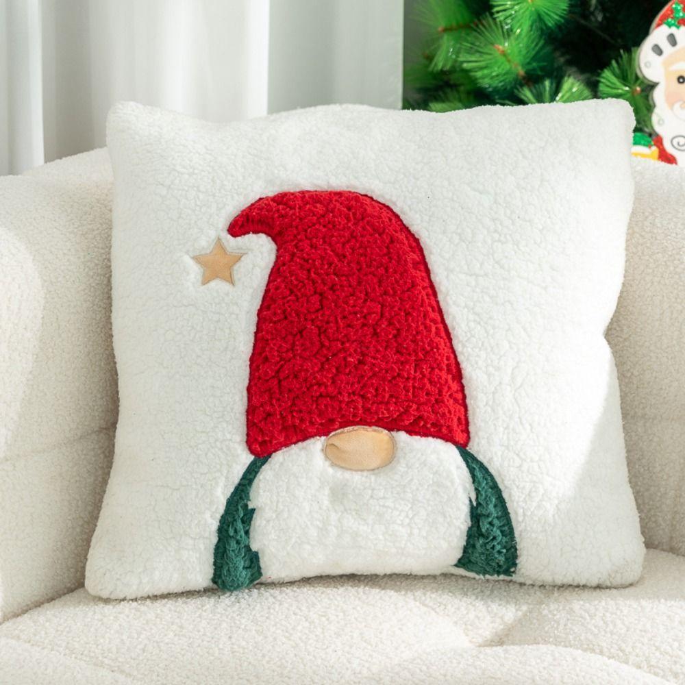 Square Throw Pillowcover Plush Cushion Cover Warm Christmas Pillowcase Sofa/Bed