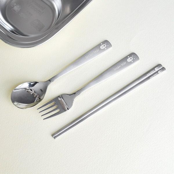 Bear Stain Basic Spoon Fork Chopsticks Set of 2, 2 Spoons + 2 Forks + 2 Chopsticks