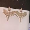 Fashion Shiny Zircon Wing Symmetrical Stud Earrings Exquisite Gold Silver Color Party Jewelry For Women