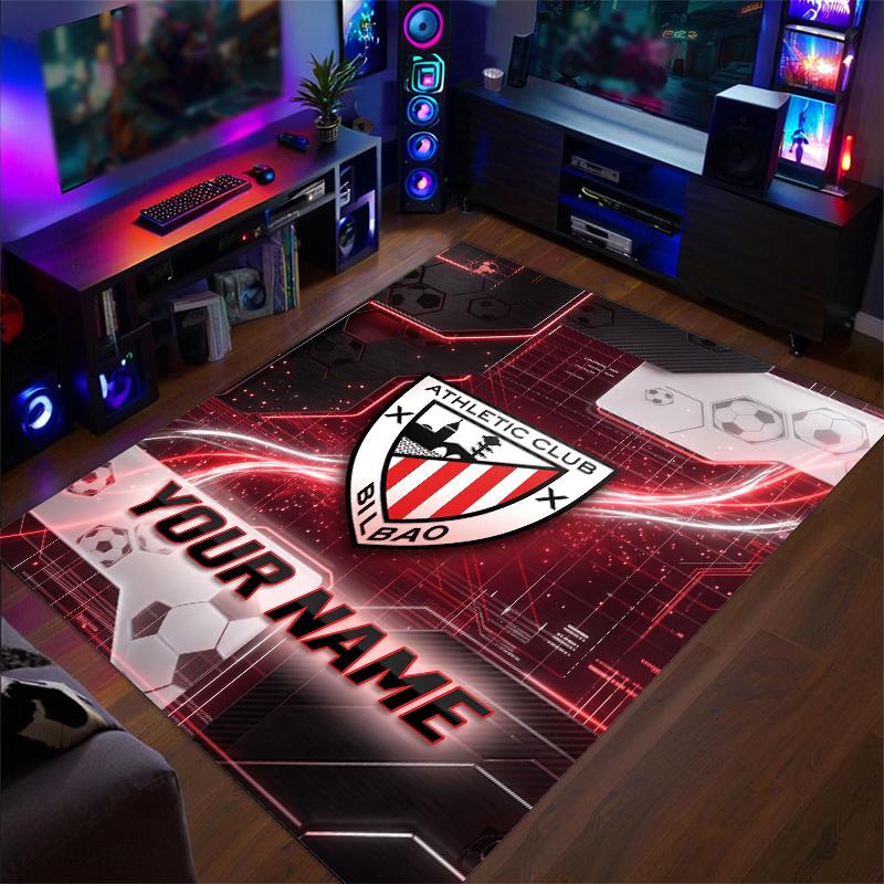Crystal Velvet Rug Athletic Bilbao FC Print Custom Name Text Floor Mat Home Decor