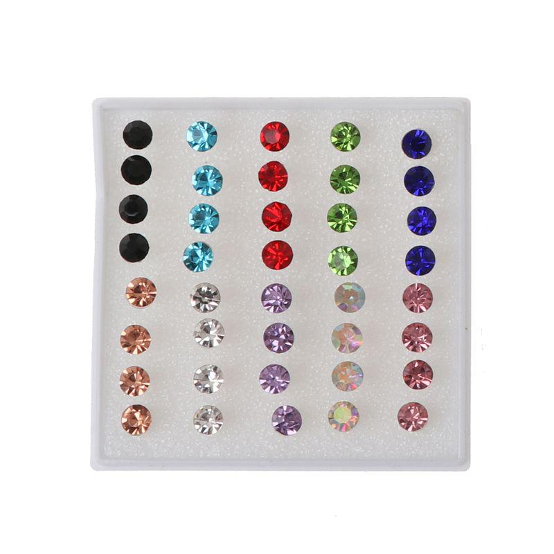 20 Pairs Colorful Faux Rhinestone Plastic Ear Studs Hypoallergenic Earrings