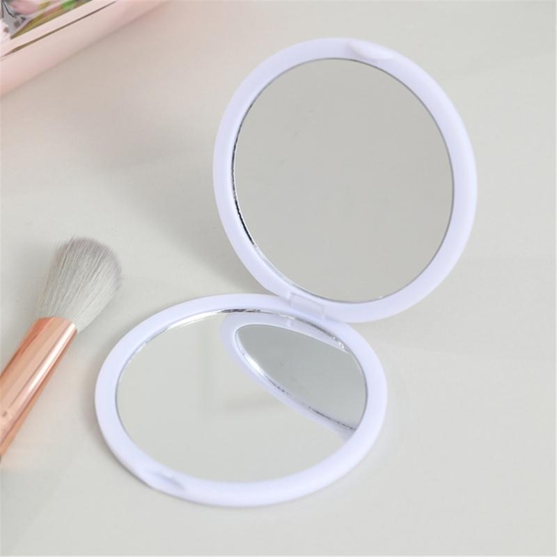 Дорожное портативное складное зеркало для макияжа с обычной стеклянной панелью, двустороннее, компактное, ручное косметическое зеркало