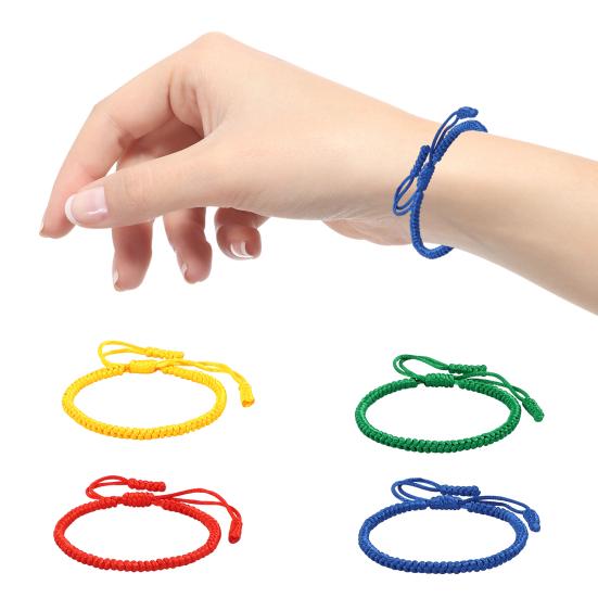 Unisex Hand Rope Adjustable Handmade Braided Solid Color Thick Anti-break Lightweight Stackable Wristband Symbolic Colors