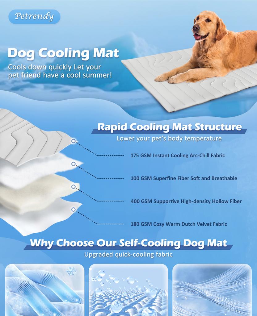 Summer Pet Cooling Mat, Dual Use Cool & Warm Sleeping Pad for Dogs Cats, Heat Relief Anti-Slip Cushion