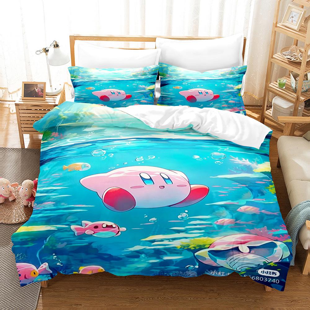 Звезда Кирби 3D Цифровая Печать Пододеяльник Простыня Комплект из Трех Предметов Домашний Текстиль Постельное Белье