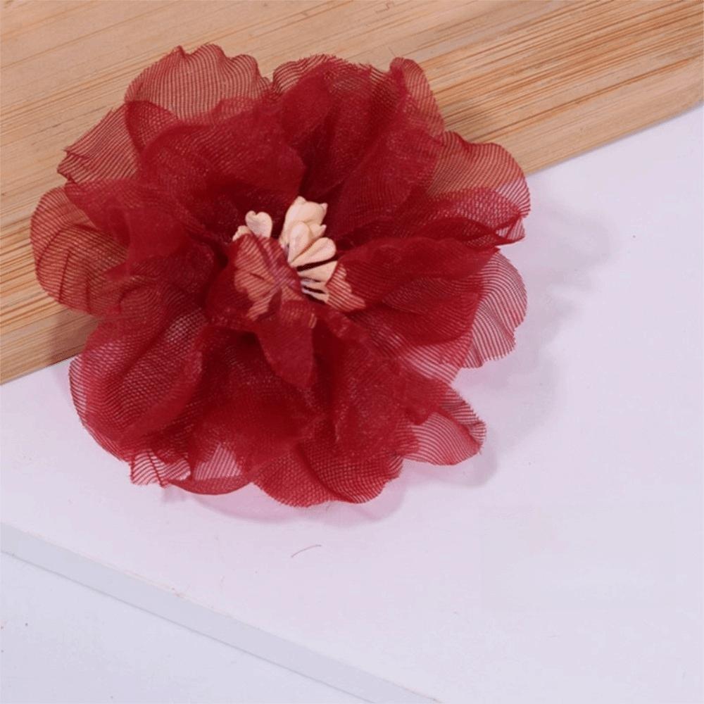 10Pcs 5.5cm Chiffon Flower Embroidered Patches for Wedding Dress Hats Decoration