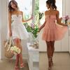 Женское мини-платье с квадратным вырезом, без рукавов, многоярусное, с оборками, вырезами, повседневное, А-силуэта, короткое