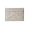 Gucci GG Marmont distressed gold logo leather card holder women's light beige