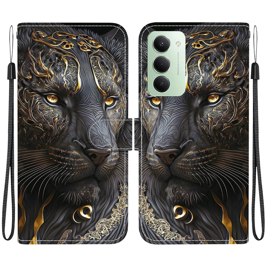 For Xiaomi Redmi 15 4G (EU) (171mm) Leather Case Stand Wallet Pattern Printing Phone Cover with Wrist Strap