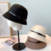Wool Felt Fedora Hat Women Solid Color Short Brim
