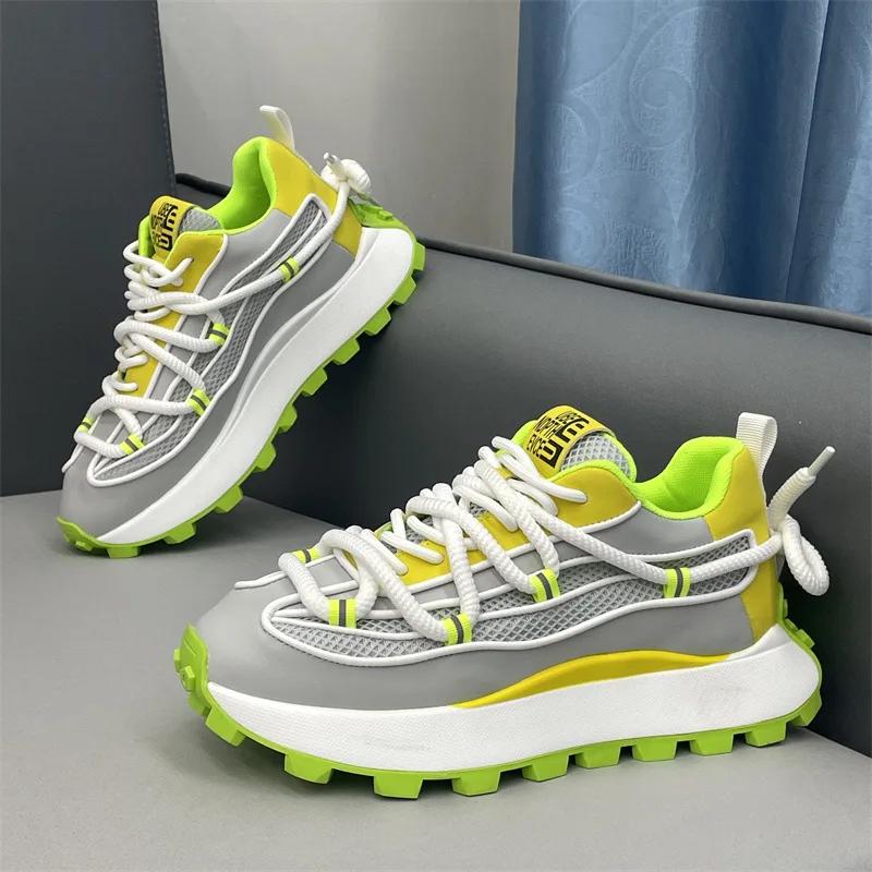 Модные мужские кроссовки из сетчатой ткани, дышащие, повседневные, дизайнерские кроссовки на платформе для мужчин, увеличивающие рост, спортивная обувь, теннис, мужской теннис