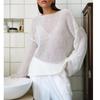 Женские прозрачные свитера с длинным рукавом, весна-осень, повседневный вязаный свитер, тонкий круглый вырез, пуловер, топы, элегантный простой трикотаж 1297