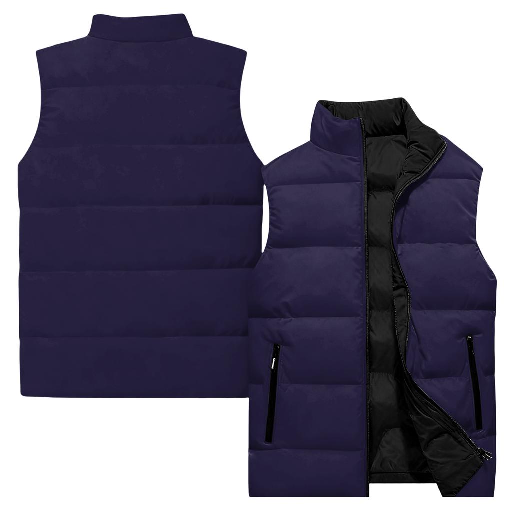 Men's Casual And Fashionable Sleeveless Vest, Solid-color Printed Cotton Jacket