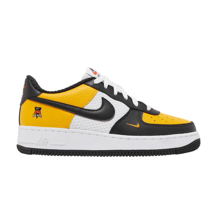 Kids' Sneakers Nike Air Force 1 Low Black Gold Jersey Mesh (GS) White/Gold-Black
