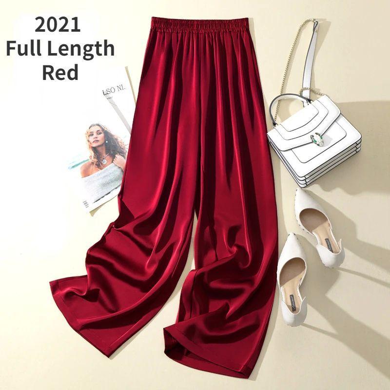 High Waisted Silk Drape Straight Leg Pants High Waist Silk Drooping Straight Pants