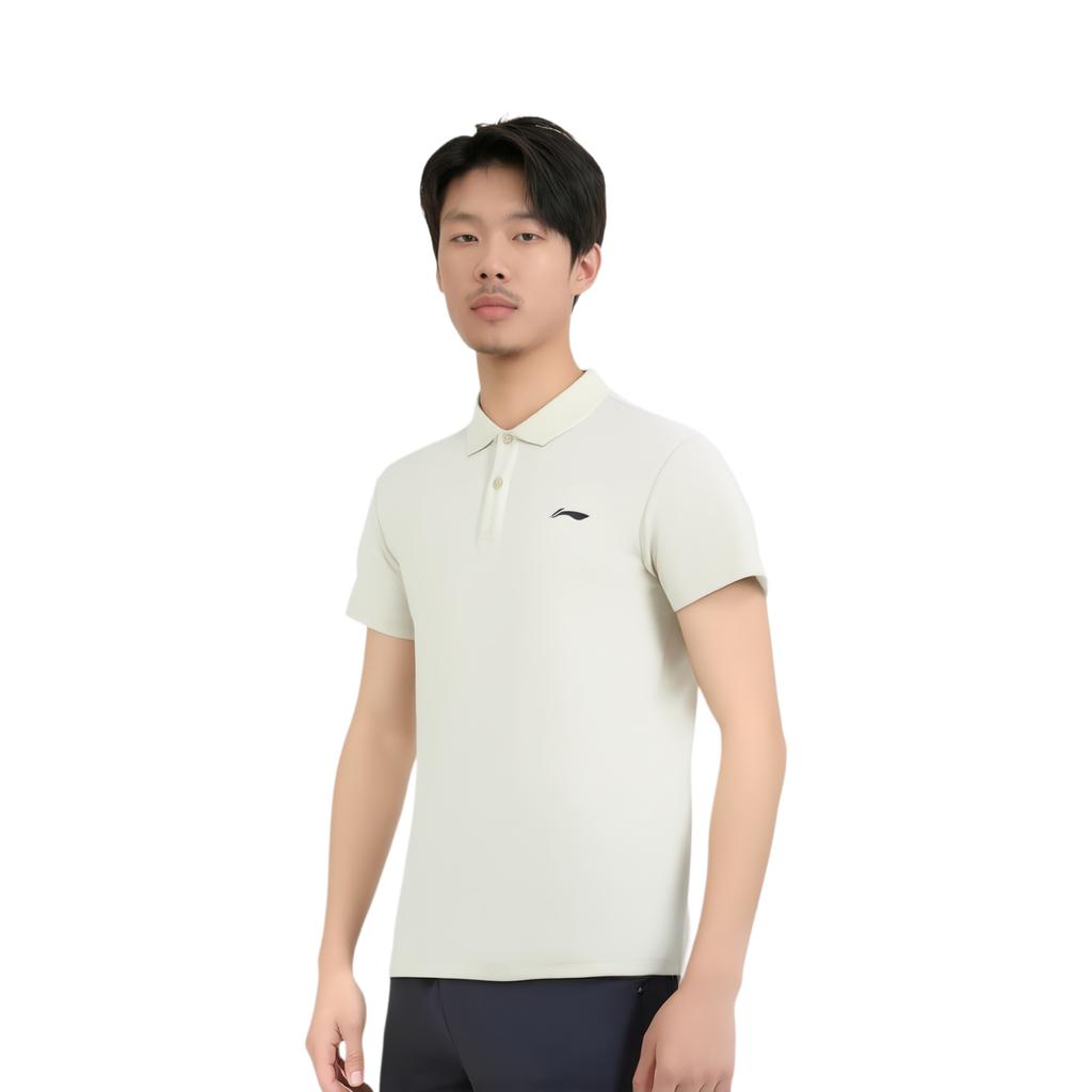 Li-Ning Plain Minimalist Versatile Casual Short Sleeve Polo Shirt Men Tops Off-White APLU141-1