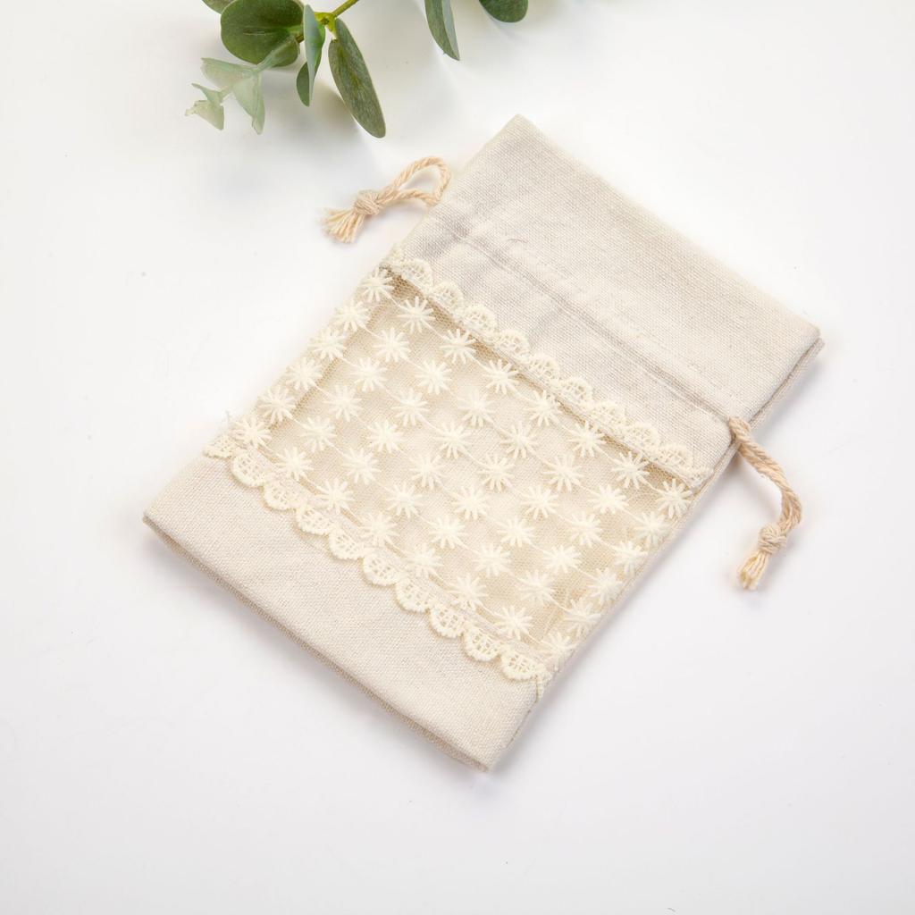 Красивые кружевные сумки на шнурке, бежевые холщовые сумки для хранения на окнах, новогодние сумки для конфет, рождественские подарочные пакеты