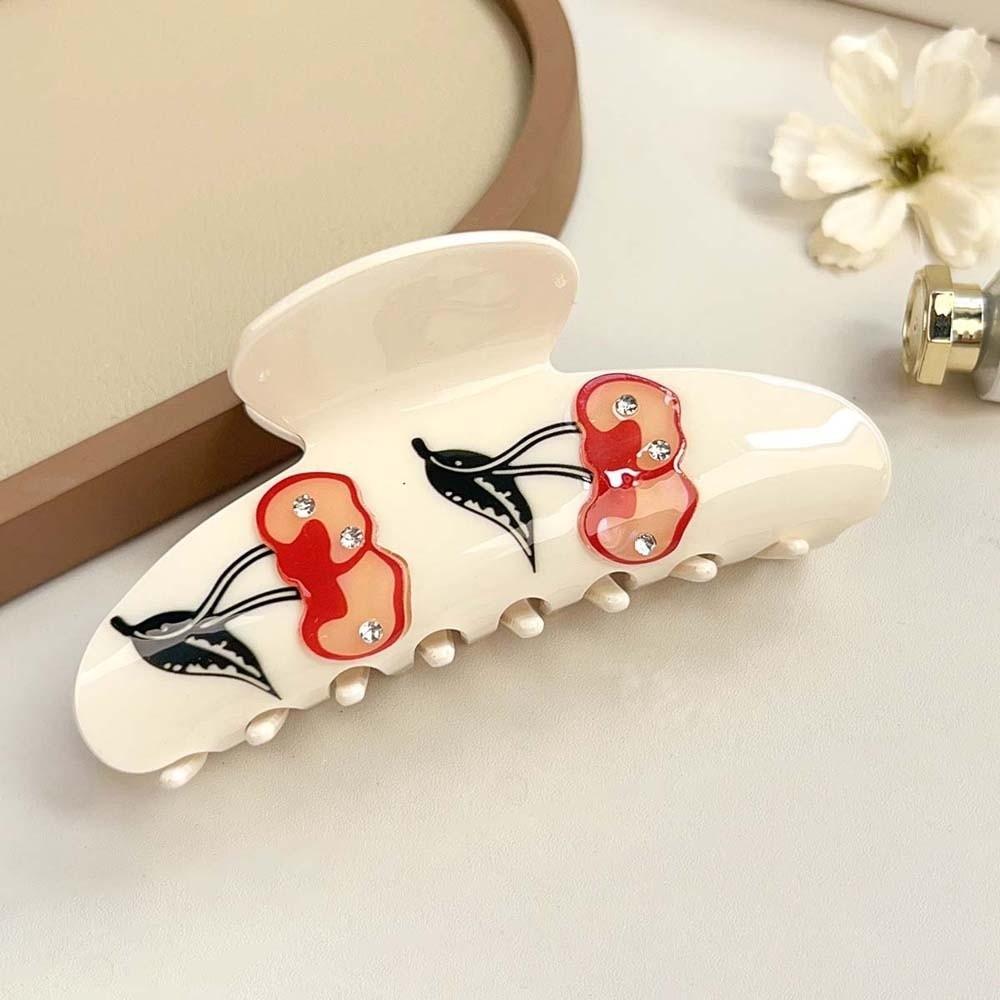 Korean Style Rhinestone-inlay Hair Claw Iridescent Acrylic Hair Claw Women Shark Clip Head Wear