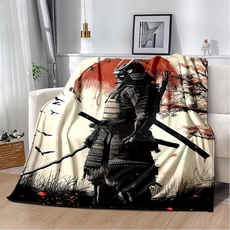 3D Japanese Samurai Bushido Katana Cartoon Game Blanket,Soft Throw Blanket for Home Bedroom Bed Sofa Travel Picnic Cover Kids