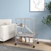2 Tier Small Animal Cage On Wheels With 2 Doors 1 Ramp 1 Storage Shelf 61.5 X 44.5 X 86 Cm Gray
