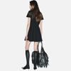 Zara Платье женское однотонное с коротким рукавом удобное Черное 4333243-800