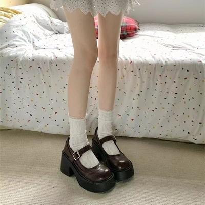 Премиальные черные ретро туфли на небольшой платформе из кожи, женские летние и осенние, в милом стиле сестры, на толстой подошве, Мэри Джейн, французские одинарные туфли