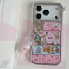 Розовый полосатый чехол для iPhone с изображением кроличьей семьи для 14/15/16 Pro Max/17 - Новый стиль для девочек