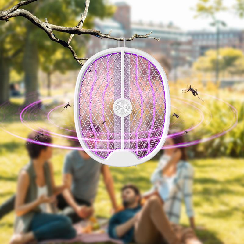 Подвесная USB электрическая мухобойка для улицы, 3000 В, защита от насекомых, 180 градусов, складная ракетка от комаров, бытовая ультрафиолетовая мухобойка