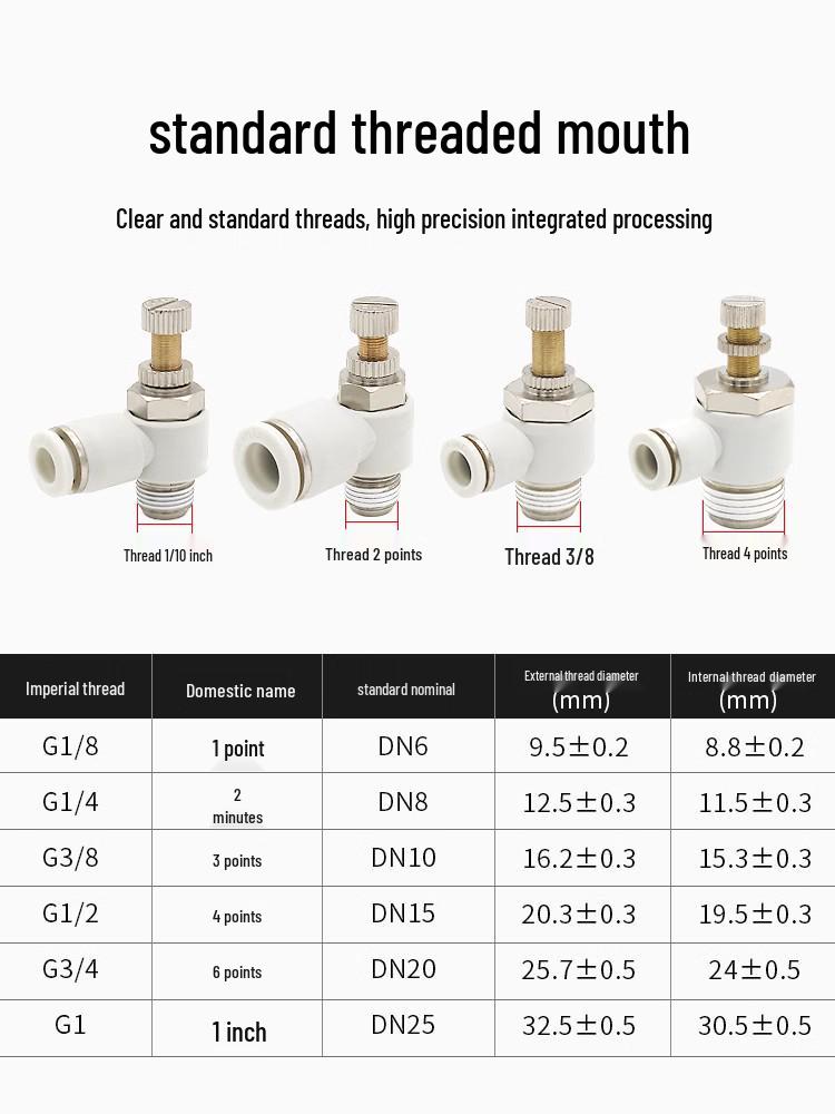 8mm Pneumatic Cylinder Throttle, SL8-02 Adjustable Air Hose Valve Connector, SL4-M5 Air Adjustment.
