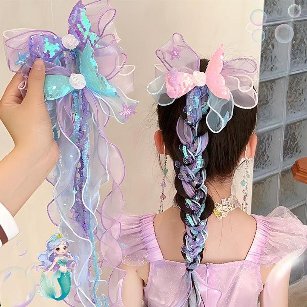 Children's Ribbons Hairpin Mermaid Barretes New Bow Hair Clips Hair Accessories