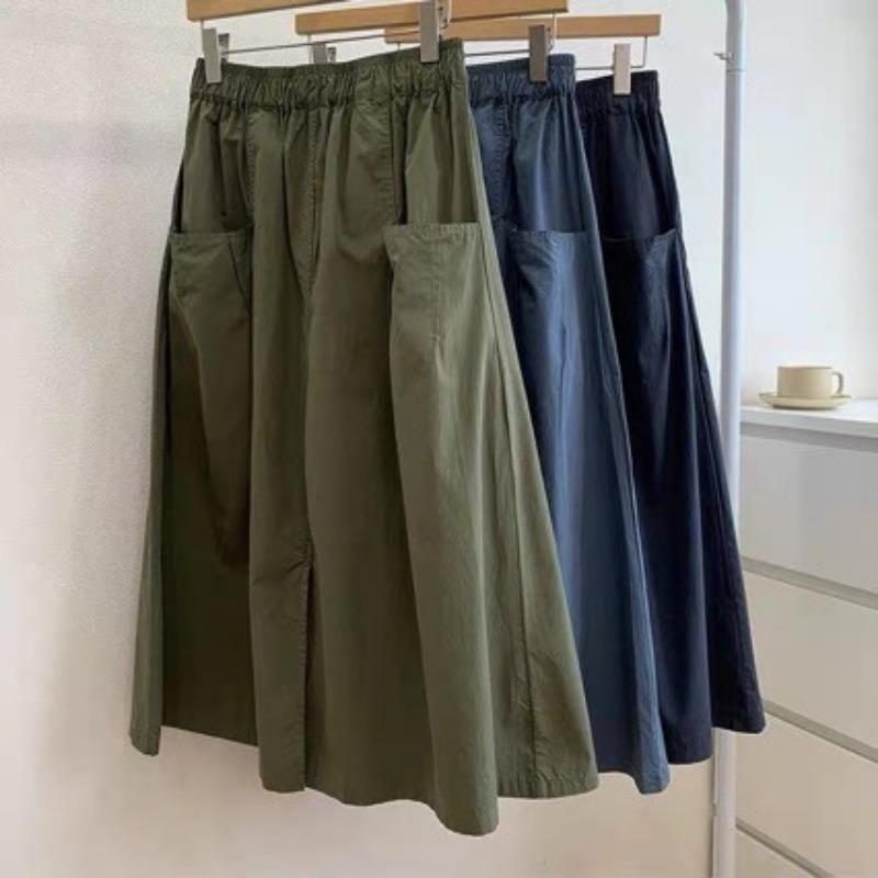 Юбка миди большого размера для рабочей одежды для женщин, летние свободные юбки средней длины, повседневная юбка А-силуэта в стиле ретро