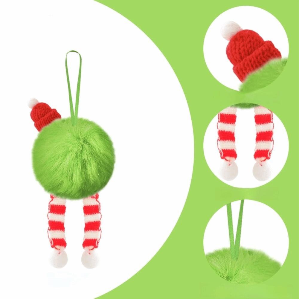 Furry Christmas Ball Lime Green DIY Christmas Tree Decoration Ball 6cm with Bow Christmas Hanging Decorations Navidad