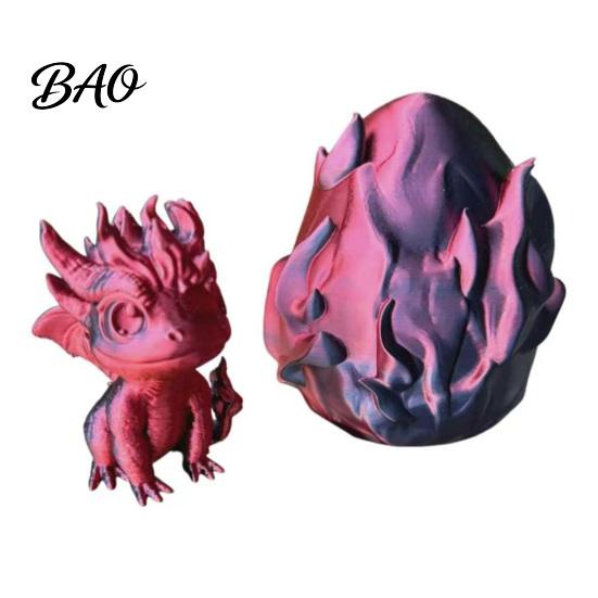 Collectible Dragon Figure Egg with Mini Toy, 3D Printed Miniature Desk Accessory Figurine, Desktop Decoration for Home Office