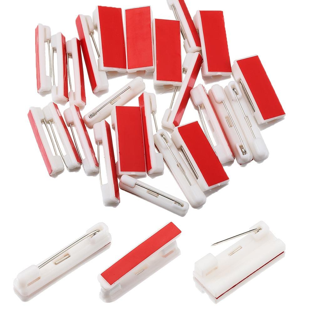 50Pcs Self Adhesive Back Plastic Brooch Pin Plastic Pin Fastener Ornament Buckle Name Badge Fixing