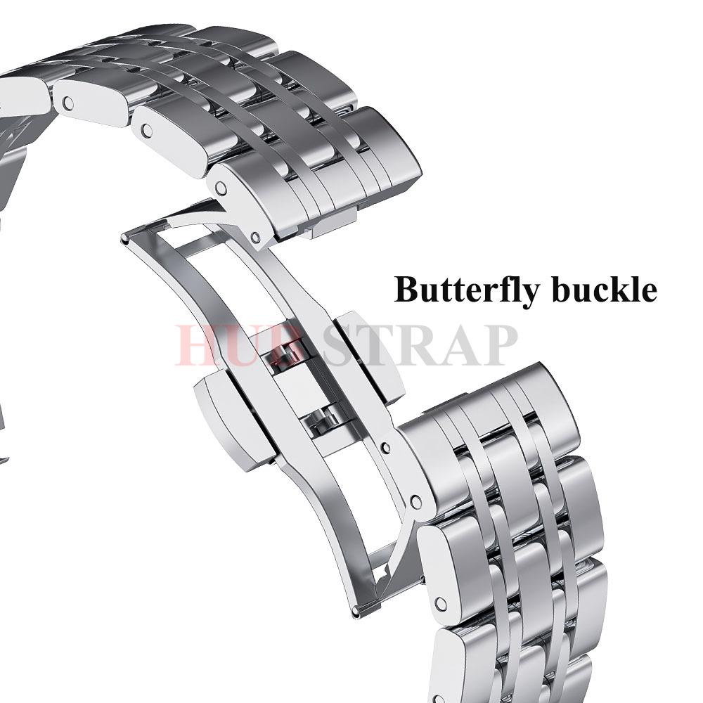 Ремешок для часов из нержавеющей стали 316L, семизвенный, 12/14/16/18/19/20/21/22/24 мм, с прочной бабочковой застежкой, универсальные аксессуары для ремешков