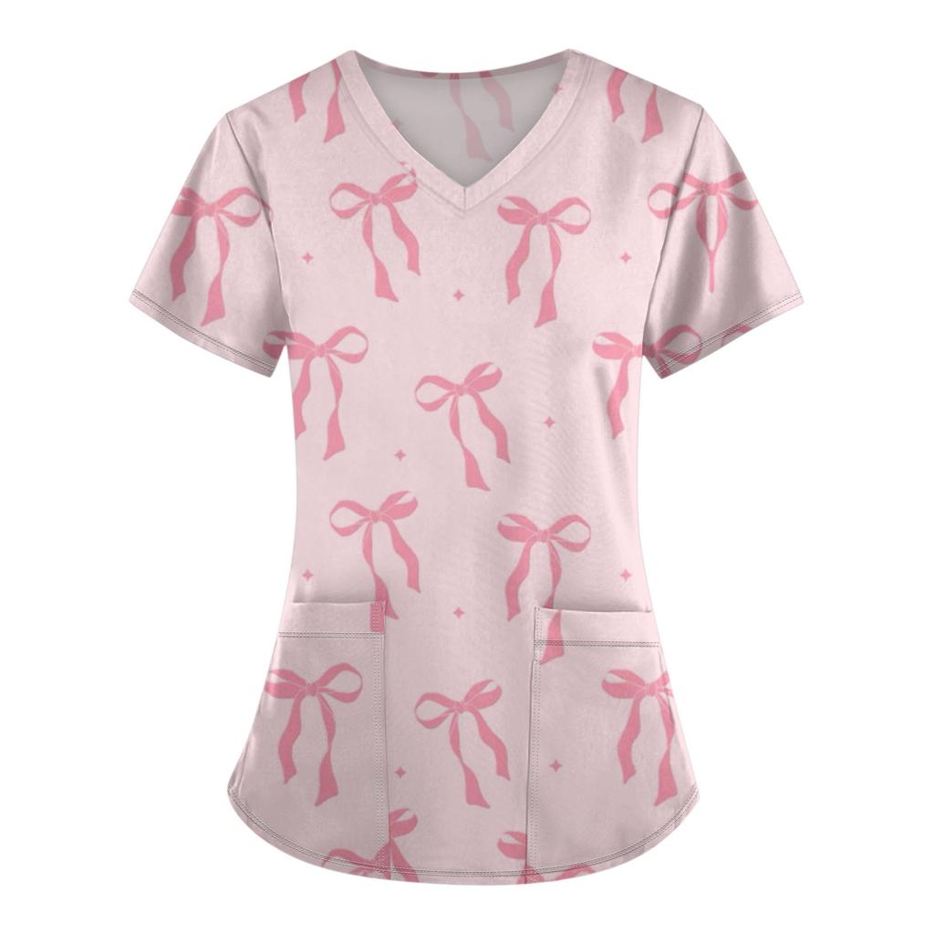 Женский модный комбинезон с короткими рукавами и принтом в виде банта и карманами