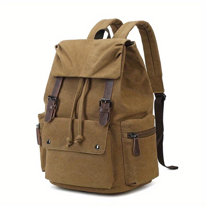 1pc Retro Canvas Backpack, Sturdy and Durable Computer Backpack, Worker Commuter Storage Bag for Office Business Trip