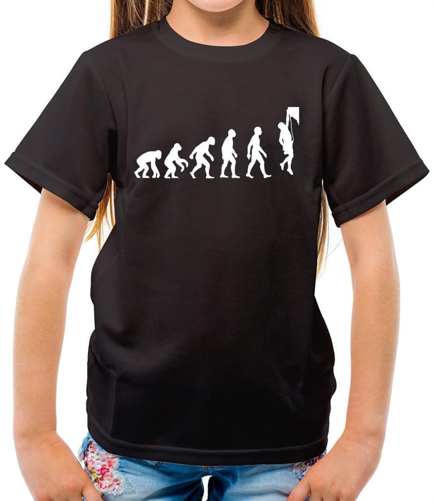 Kids Rock Climbing Evolution Mens Kids T Shirt - Children's Climber Silhouette Tee, Young Adventurer Top, Outdoor Sports Enthusiast Gift,Crewneck